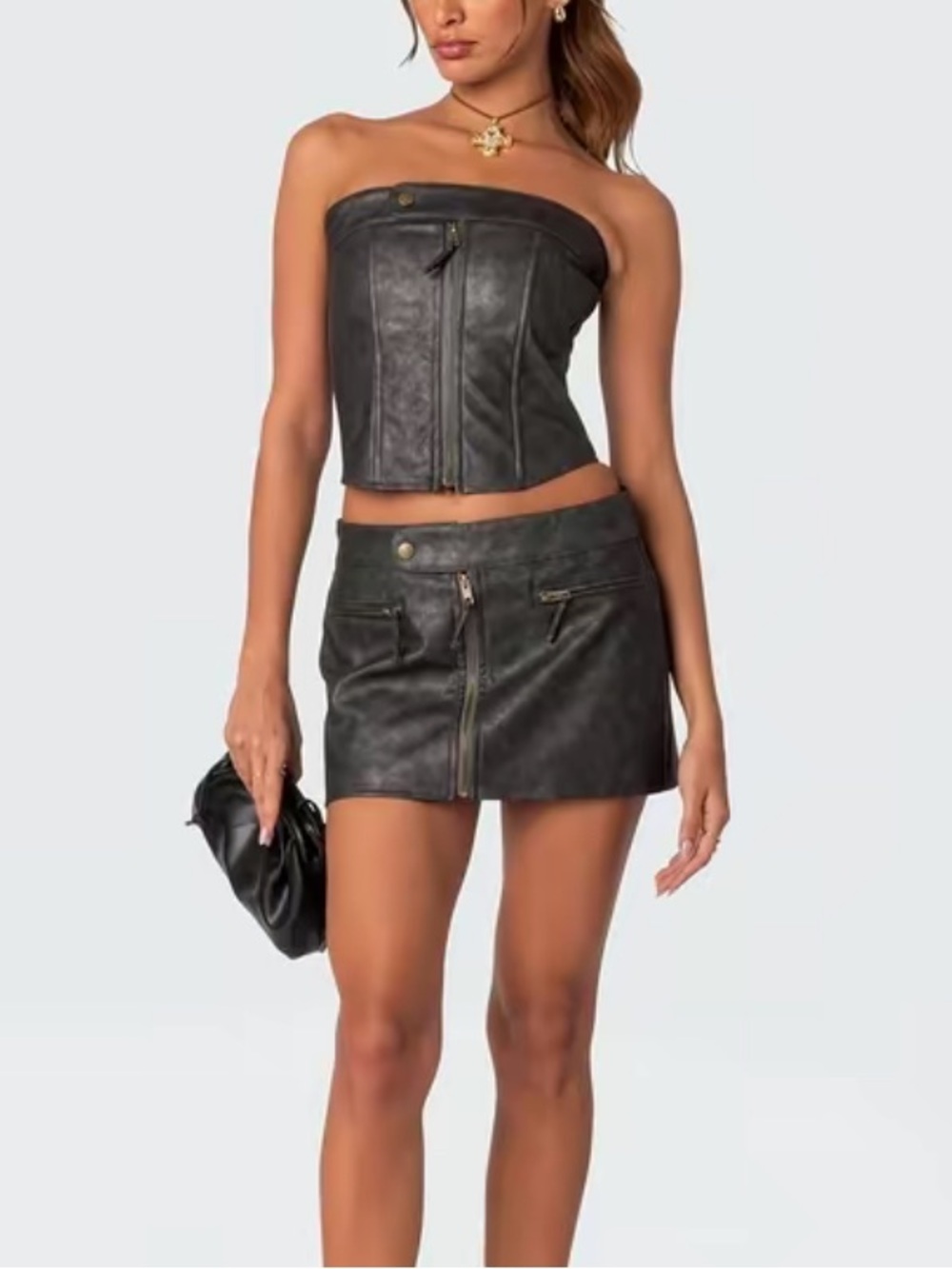 NWT Edikted Faux Leather Lace up Corset Top